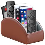 Remote Control Holder, Leather 5 Rooms Desk Organizer and Decorations for Living Room, Bedside Storage Remotes Caddy for TV Controllers/ Makeup Brush Pen/ Office Stationery/ Art Supplies/ Eyeglasses