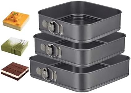 Springform Pan Set, 9.5/10/11Inch Square cake pans, Nonstick Bakeware Springform, Leakproof Cake Pans with Removable Bottom for Baking, Cheesecake Pan (Square, 9.5/10/11 inch)
