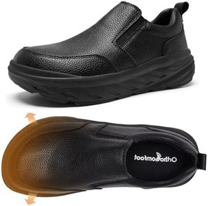 Men's Orthopedic Diabetic Wide Width Leather Dress Shoes: Plantar Fasciitis Ankle Support Date Oxfords, Comfortable High Arch Neuropathy Achilles Tendonitis Cushion Meeting Loafers Black Size 14