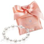 Baby Crystals Pearl Bracelets for Girls, Sterling Silver Cross Charm, Baptism Gifts for Girl, Girls Bracelet with European Crystals and simulated White Pearls, Girls Jewelry Birthday Gift, pearl,