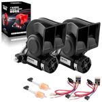 FARBIN Air Horns for Trucks, Compact Electric Train Horn, Car Horn 12V 150db Super Loud Truck Horn with Wiring Harness, for Any 12V Vehicles 2PCS