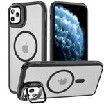 YmhxcY for iPhone 11 Pro Max Case,with Lens Stand, Compatible with MagSafe, Soft border，Matte semi transparent hard back, Military-Grade Protective Phone Case，for iPhone 11 Pro Max case 6.5''-Black