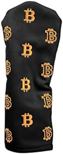 Bitcoin Golf Driver Headcover - Leather Golf Club Covers - HODL 21 Head Cover Golf Accessories (Black)