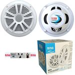 2 speakers compatible with BOSS AUDIO SYSTEMS MR6W marine double cone 6.5" 16.50 cm diameter 90 watt rms 180 watt max waterproof white, per pair