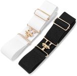 Andibro 2pcs 1.5in Elastic Equestrian Belt, Stretchable Waist Belt Surcingle Buckle Horse Bit Belt for Horseback Riding Sport, White +Black