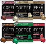 Bestpresso Coffee for Nespresso Original Machine 120 Aluminum pods Certified Genuine Espresso Variety Pack mix Flavored and Dark roast, Pods Compatible with Nespresso Original