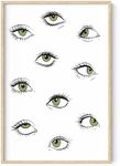 HAUS AND HUES Evil Eye Wall Art - Evil Eye Art Aesthetic Poster for Room, Evil Eye Poster Wall Art for Bathroom, Trendy Wall Art Wall Print for Bedroom Aesthetic (Beige Frame, 24x36)