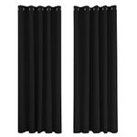 Deconovo Blackout Curtains Eyelet Super Soft Thermal Insulated Window Treatment Ring Top Blackout Curtains for Livingroom 66 x 90 Drop Inch Black 2 Panels