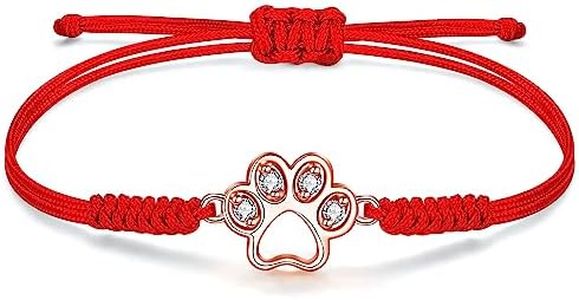 JENDEAR SHINE Pulsera de Pata de Perro para Mujer, Colgante de Pata de Perro con Cuerda Tejida a Mano, Regalo para Dueños de Perros y Amantes de los Perros