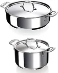 Alva Chef Stainless Steel Casserole Dish & Saute Pan Bundle - Non-Toxic, Induction & Oven Safe, Dishwasher Safe, Lead & Cadmium Free, 3.5 Qt Pot & 11" Skillet with Lid, PFAS Free