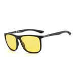 ZENOTTIC Night Vision Glasses for Men Square Carbon Fiber Sunglasses Reduce Glare Yellow Lens Night Driving Glasses