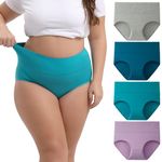 INNERSY Women's Plus Size XL-5XL Full Coverage Underwear High Waisted Cotton Panties 4-Pack(Mint Sky,X-Large)