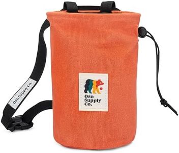 Oso Supply Co - Waxed Canvas Chalk Bag for Rock Climbing, Bouldering Chalk Bucket with Belt, Waterproof, Zippered Pocket - Perfect Rock Climbing Gear, Equipment for Indoor/Outdoors (Orange)