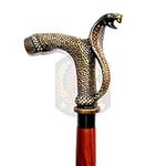 Antique Snake Shape Walking Stick Cane Red Wood Two Fold Unique Design Handle Best for Costume Men Women