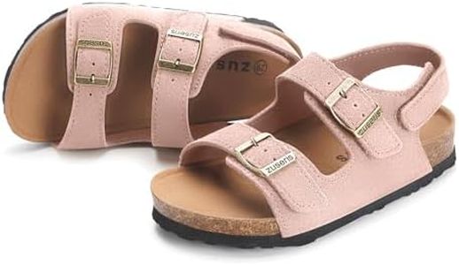 ZUSERIS Kids Toddler Sandals Boys Girls Cork Footbed Sandal Comfort Double Buckle Slip On Slippers with Adjustable Back Strap,Pink,10 Toddler=Label 27