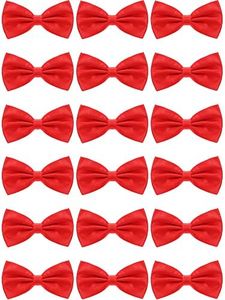 Geyoga 24 Pieces Men's Bow Ties Formal Satin Solid with Adjustable Neck Band Bow Ties for Men, Red, One size