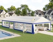 AMERLIFE 20x40 FT Heavy-Duty Party Tent with Sidewalls, Blue & White