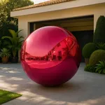 VEBESYET Red Inflatable Mirror Ball 1m Reusable Big Shinny Balls Large Christmas Decoration Balloon PVC Disco Bubble Balloon For Party, Wedding, Decor (1 Piece, 39.4in)