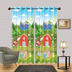 Harbell Home Polyester 3D Digital Beautiful Cartoon Printed Kids Room Curtains | Kids Curtains for Kids Room | Nursery Curtains Set of 2 (7 Feet) (Design 3)