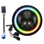 RGB Halo Headlight for 2014-2023+ Street Glide, Plug and play LED Headlight for Road King, Street Glide, Fatboy, Soft tail.Cellphone APP Controlled Muticolor RGB Angel Eye