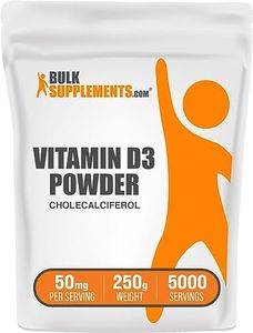 BulkSupplements.com Vitamin D3 Powder - Cholecalciferol, Vitamin D Supplements, Vitamin D3 5000 IU - Vitamin D Powder, Gluten Free - 50mg (125mcg of Vitamin D3) per Serving, 250g (8.8 oz)