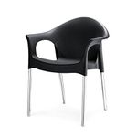 Nilkamal Mid Back Chair with Arm NS09SS | Chair for Living Room, Bed Room, Kitchen, Office Room, Outdoor| 100% PolyPropylene Stackable Chair | (Iron Black)