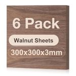 ROBOTIME 3mm Walnut Plywood Sheets Cut to Size 30×30 CM 6 Pack Wood Burning Model Making Laser Ply Material, Thin Wood Sheets for Craft Projects