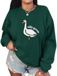 Lytiarul Cute Silly Goose Sweatshirt for Women Teen Girls Duck Letter Graphic Crewneck Long Sleeve Shirt Hoodie Pullover Tops, Green, X-Large
