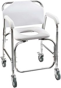 DMI Rolling Shower Chair, Commode, Transport Chair, FSA Eligible, Rolling Bathroom Wheelchair for Handicap, Elderly, Injured or Disabled, Rear Locking Wheels, 250 lb. Weight Capacity, White