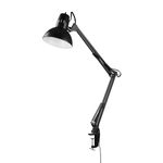 Globe Electric 56963 32" Multi-Joint Desk Lamp, Metal Clamp, Black, On/Off Rotary Switch on Shade, Partially Adjustable Swing Arm, Home Office Accessories, Lamp for Bedroom, Home Improvement