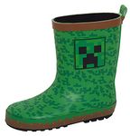 Minecraft Boys Rubber Wellingtons Kids Gamer Wellington Boots Rain Wellies Wellys Black 13 UK Child
