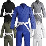 Brazilian Jiu Jitsu Gi BJJ Gi for Men & Women Uniform Kimonos Ultra Light, Preshrunk, Free White Belt!!! (Blue, A5)