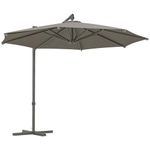 Outsunny 3 m Cantilever Roma Parasol with Cross Base, 360° Rotation Banana Parasol with Crank Handle, Tilt and 8 Ribs, Hanging Patio Umbrella for Outdoor Pool, Garden, Balcony, Dark Grey