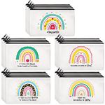 20 Pieces Teacher Appreciation Gifts Makeup Bag Rainbow Canvas Makeup Bags Inspirational Canvas Toiletry Bag Pouch Bulk (Teacher)