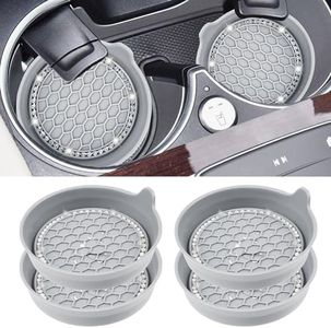 Amooca Car Cup Coaster Universal Non-Slip Cup Holders Bling Crystal Rhinestone Car Interior Accessories 4 Pack Light Gray