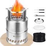 ActDoer Camping Stove, Smokeless Fire Pit | Portable Stainless Steel Wood Burning Survival Stove for Picnic BBQ with Ash Collecting Tray & Insulation Pads & Carry Bag, H: 12.2 in x Dia: 7.8 in