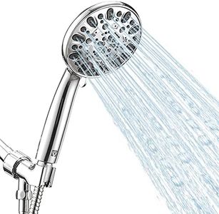 High Pressure Handheld Shower Head VMASSTONE 7-Spray Setting Showerhead Kit with 59" Stainless Steel Hose and Adjustable Mount for Showering Enjoyment Even at Low Water Flow (HM-002 Chrome)