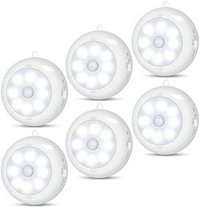 BLS Motion Sensor Light Indoor, -86 AA Battery Powered Lights, Under Cabinet Light, Battery Led Light, Closet Lights, Stick on Wireless Puck Lights for Hallway, Stairway, Basement, Kitchen (6 Packs)