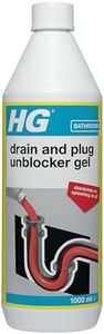 HG Drain & Plug Unblocker Gel, Effective Drain Unblocker, Drain Cleaner & Sink Unblocker, Drain Clog Remover & Toilet Unblocker, Heavy Duty Sink & Plug Hole Treatment - 1 Litre