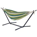 EchoSmile Double Hammock with Detachable Stand - 480 lbs Capacity Heavy Duty 2 Person Hammock - Adjustable Hooks - Indoor Outdoor Stand Hammock - Durable Steel Frame - Green