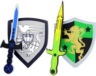 PowerTRC Sword and Shield Play Set | Unique Sword and Shield Design | Foam Weapons | Pretend Play Weapons | Kids Play Knights | White Eagle and Golden Lion Shield