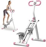 KINMAC Stair Stepper with Adjustable Resistance for Home - Upgrade Climber Workout Machine with LCD Tracking & Space-Saving Design | Ideal for Home Gym, Apartment & Office (White Pink)