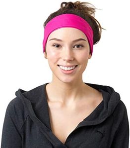 RiptGear Stretch Sport Headband for Women (Solid Pink) — Made of Non-Slip Sweat Wicking Fabric — Great for Yoga, Running or The Gym — Soft Headband That Fits Most Head Sizes — (1-Pack)