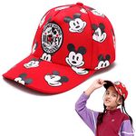 VRITRAZ Mouse Cartoon Character Printed Little Cap for Kids, Baby Girls & Boys 3-12 Years (Red)