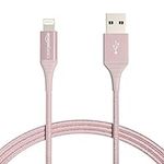 Amazon Basics iPhone Charger Cable, Nylon USB-A to Lightning, MFi Certified, for Apple iPhone, iPad, 10,000 Bend Lifespan - Rose Gold, 6-Ft