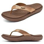 jiajiale Womens Fashion Orthotic Flip Flops Ladies Slip On Lightweight Comfortable Thick Cushion Yoga Mat Thong Sandals With Plantar Fasciitis Arch Support Brown 8