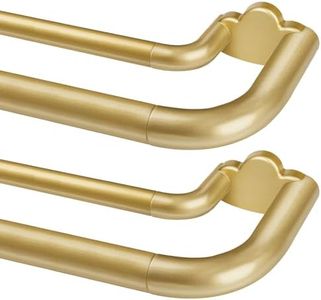 Double Curtain Rods 2 Pack 48 to 84 Inches, HOTOZON Blackout Double Curtain Rods for Windows 36 to 80 Inches (3-6.6 ft), 6/8 Inches Wrap Around Room Darkening Telescoping Drapery Rod, Gold