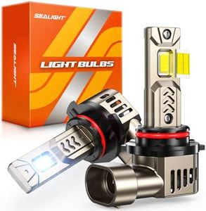 SEALIGHT 9005 LED Bulbs, 1000% Brightness 9005/HB3 High/Low Driving or Head light Bulbs, 6500K Cool White, Plug and Play, IP68 Waterproof, Pack of 2