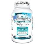 Magnesium Bisglycinate/Glycinate Supplement. 200mg of Chelated Elemental Magnesium. 260 Vegan Capsules (260-Day Supply)