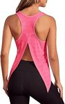 Milumia Women Slit Back Workout Tank Top V Neck Sleeveless Yoga Running Shirt Activewear Pink X-Large